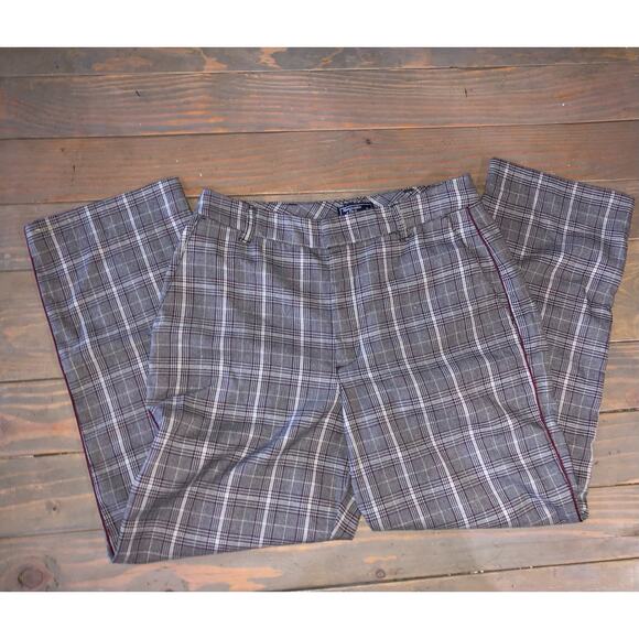 Plaid Abercrombie & Fitch Simone high rise ankle flare pants women's size M - Picture 1 of 9